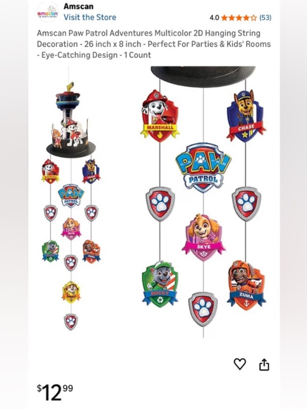 PAW Patrol Hanging Mobile with Character Badges - Multicolor
